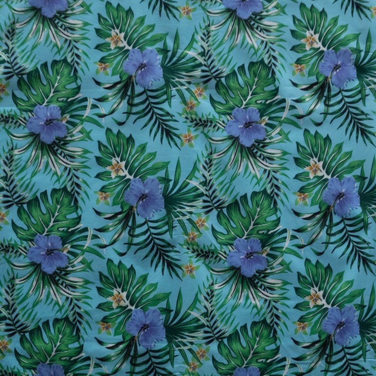 1 Yard Hibiscus Monstera Palm Leaves Polyester Fabric 60" Wide Tropical Print